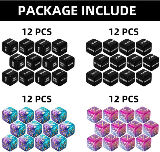 48 PCS MTG Counter Token Dice Abilities Keyword Counters Bulk Creature Stats Buff Magic The Gathering Tokens Dice Set with Bag TCG Card Games Accessories (MTG)