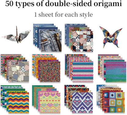 Square Origami Paper 6x6 Double Sided 50 Sheets 50 Colors 70GSM Origami Kit Japanese Chiyo Easy Fold Arts Crafts DIY Handwork Beginner Cloth - Crafty Corner