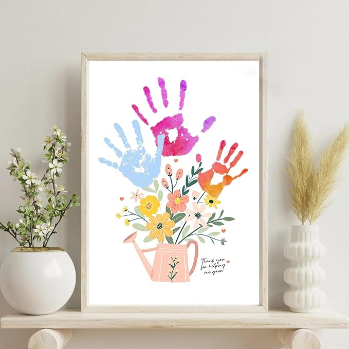 Physkoa Handprint Art Kit – “Thank You for Helping Me Grow” Watering Can Craft – DIY Handprint Gift for Teacher Appreciation, Mom, Grandma – Personalized Keepsake from Kids & Students(Art Deco-C)