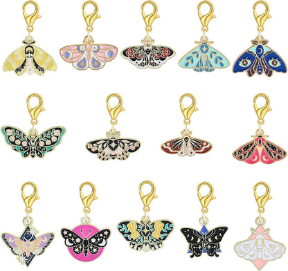 BEEFLYING 16Pcs Butterfly Stitch Marker Charms for Crocheting and Knitting, Removable Alloy Enemal Crochet Knit Stitch Marker Pendant with Lobster Clasp for Sewing Quilting Handmade Jewelry
