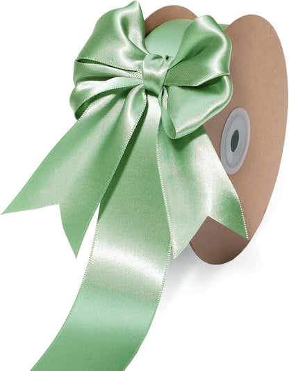 LaRibbons Sage Green Satin Ribbon 1 1/2 Inch 50 Yards Luxury Double Faced Green Silk Ribbon for Flower Bouquet Crafts Gift Wrapping Wedding Decoration - Crafty Corner