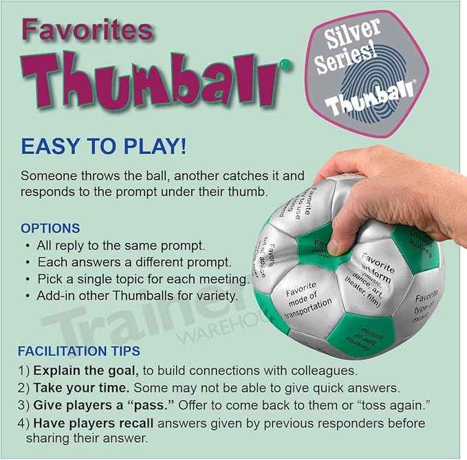 Trainers Warehouse 6" Thumball Collection, 32 Prompts for Conversation, Team Building, Relationship and Training