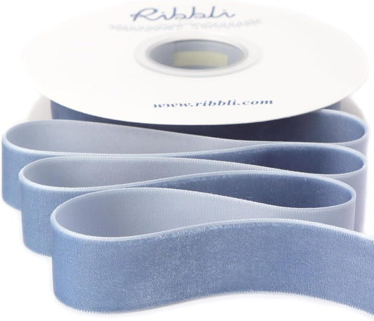 Ribbli Dusty Blue Velvet Ribbon 1 Inches Continuous10 Yard Spool Blue Christmas Ribbon for Gift Wrapping Crafts Home Decor - Crafty Corner