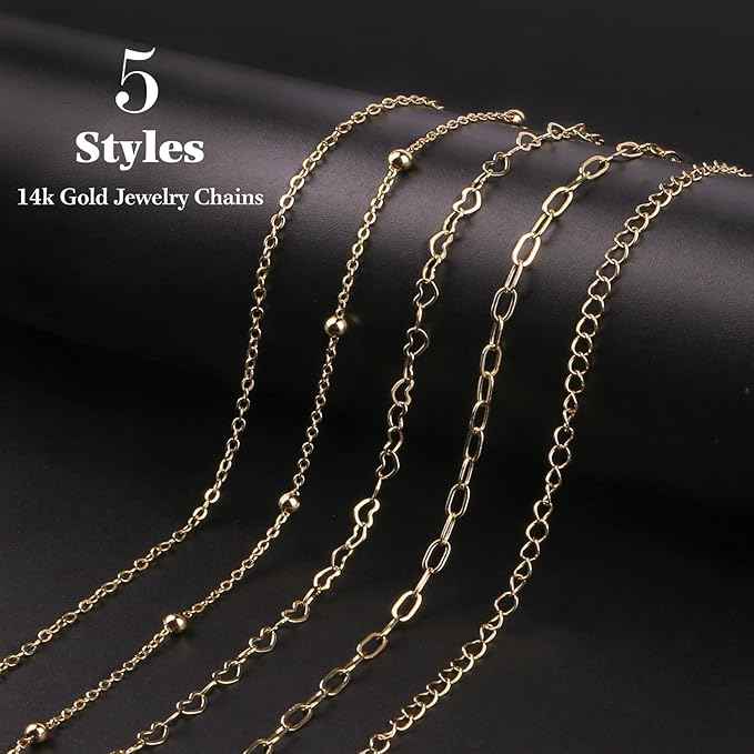 Ecofor Jewelry Making Super Bundle - 111.7 Feet 14K Gold & Stainless Steel Chains with 500+ Findings, 50 Pendants & Tools (17 Rolls)