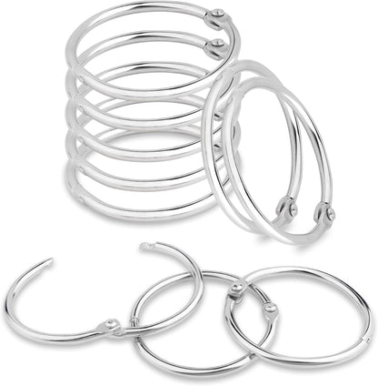CooBigo Loose Leaf Binder Rings 1 Inch Metal Book Ring Clip for Index Card, Flashcard, Shower Curtain, DMC Embroidery Floss Organizer, Key Chain - Silver(50 Pack)