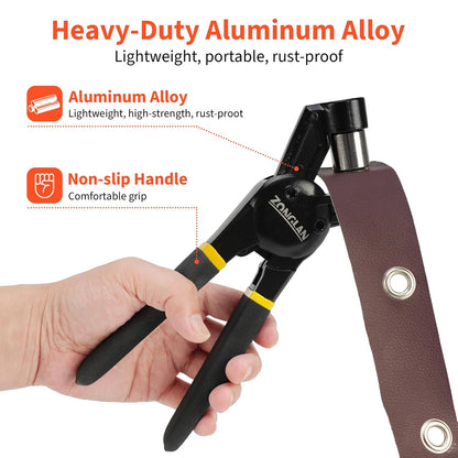 Grommet Tool Kit, 3/8 Inch Handheld Eyelet Kit Hole Punch Grommet Eyelet Press Pliers with 300 Silver Anti-Rust Grommets for Tarp Leather Fabric Tent and So On