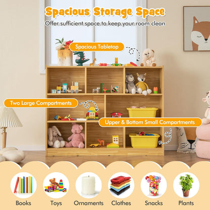 KOTEK Toy Storage Organizer, 8 Cubby Kids Bookshelf, Wooden 4-Tier Bookcase Storage Cabinet, Open Display Book Shelf for Daycare, Nursery, School Classroom, Living Room & Bedroom (Burlywood, 8 Cubes)