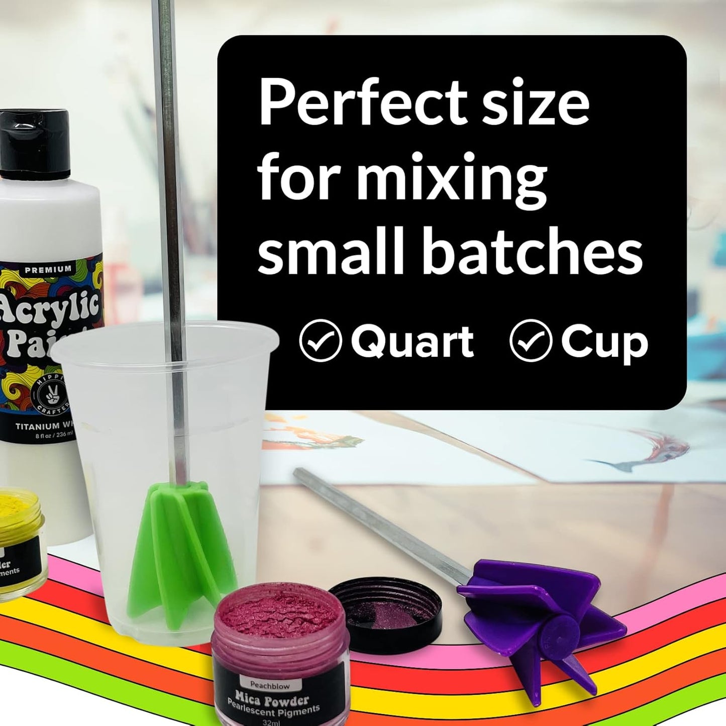 Art Resin Mixer Drill Attachment, Epoxy and Paint Stirrers for Drill, Mud Mixer for Quart or Gallon, Mini Drill Mixer Paddle for Crafting and Mixing Tools
