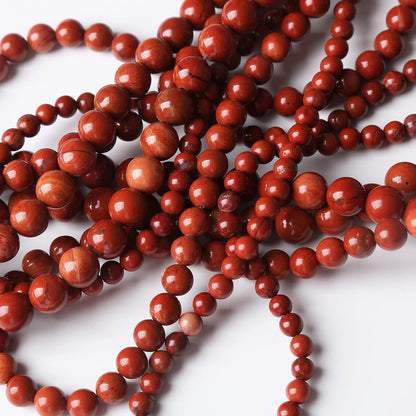 90PCS 4MM Red Jasper Beads Round Loose Stone Beads for Jewelry Making DIY Energy Stone Healing Power Bracelet 15"