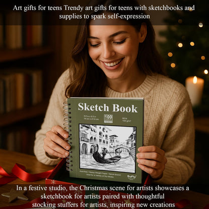 SuFly Small Sketch Book 5.5"x8.5", 2-Pack Mini Sketchbook, Spiral Bound Sketchbook Hardcover with 200 Sheets of 68lb/100gsm Mini Drawing Pad Paper, Small Sketch Pads for Drawing for Adults & Kids. - Crafty Corner