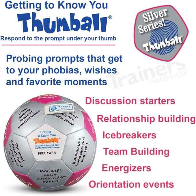 Trainers Warehouse 6" Thumball Collection, 32 Prompts for Conversation, Team Building, Relationship and Training