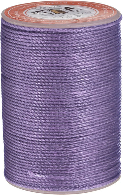uxcell Round Leather Sewing Waxed Thread, 55m / 60 Yards Wax Polyester String, 0.8mm Waxed Stitching Cord for Leather Crafts, Bookbinding, Bracelets Braided, Light Purple