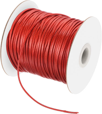 MECCANIXITY Waxed Cord 3mm Waxed Polyester Cord 44 Yard Wax String for Bracelet Making, Necklaces, Beading, Jewelry Making and DIY Crafts(Red)