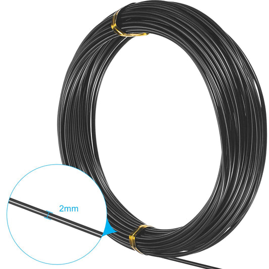 TecUnite Aluminum Craft Wire for Sculpting Armature Bendable Craft Wire for DIY Jewelry Making(Black, 10 M X 2 mm, 1 Roll)