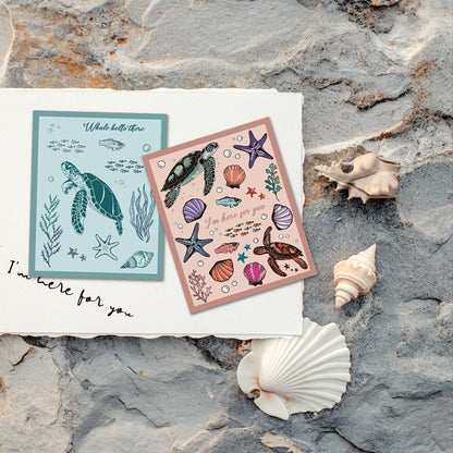 11.7 x 8.3 inch Sea Turtle Clear Stamps for Card Making Marine Organism Rubber Stamps Background Stamps for Card Making Holiday DIY Handmade Decoration Scrapbooking journaling Stamps - Crafty Corner