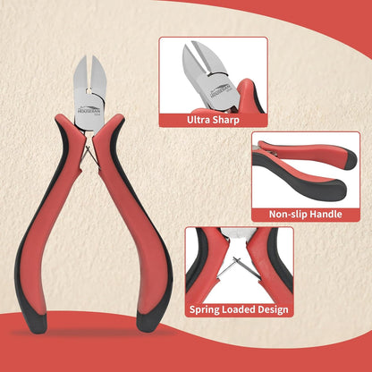 Wire Cutters 4"-5 Pack Side Cutters for Jewelry Making with Spring Loaded for DIY, Craft, Repairing