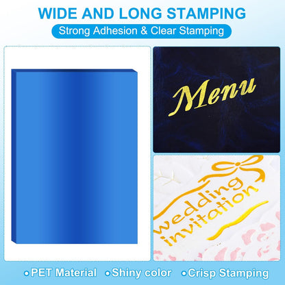 PATIKIL 11.7x8.3" Hot Stamping Foil Paper Sheet, 20 Sheets A4 Heat Transfer Hot Stamping Paper Foil for Leather DIY Logo Decor Craft Gift Package Scrapbook Card, Blue