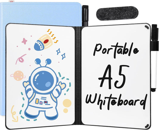 AGM Portable White Board Dry Erase, Double Sided Folding Whiteboards with Pen, Small Dry Erase Board for Study, Meeting, Doodling, Planning, Blue