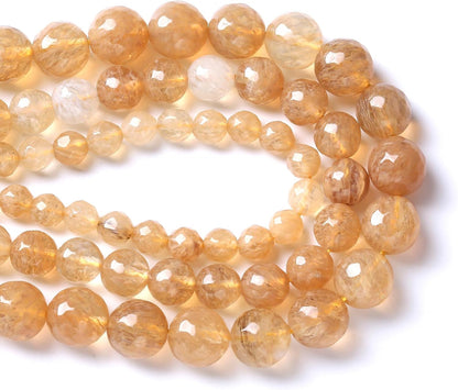 36pcs 10mm Natural Faceted Tea Watermenlon Jade Stone Beads for Jewelry Making Energy Healing Beads DIY Bracelet Necklace Accessories 15" (10mm, Faceted Tea Yellow Jade)