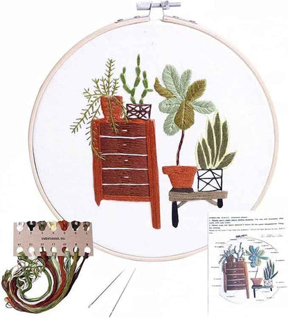 ZQB Haven Needle Point Kits Adults Full Range of Starter Including Instructions Stamped Cloth with Pattern Hoop Color Threads and Tools Art Projects(Sunflower Florals)