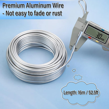 3mm Craft Wire for Sculpting, 52 Ft Aluminum Bendable Thick Metal for Bonsai Trees, Floral Armature, Weaving, Wrapping, Clay Models, Dolls, DIY Jewelry Making (9 Gauge Thickness)