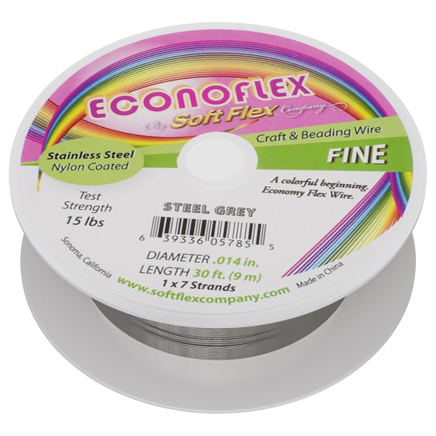 Soft Flex Econoflex Hobby Beading Wire - Fine Gauge 0.014-30 Feet No Lead Crafting Wire - Crafty Corner