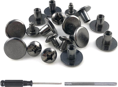 YORANYO 150 Sets 8MM Chicago Screws Leather Rivets for Fabric Chicago Binding Screws Buttons Metal Studs Rivets for Decorate and Repair Belts Bags Shoes Purse Dog Collar Leather Craft (Gun-Metal)
