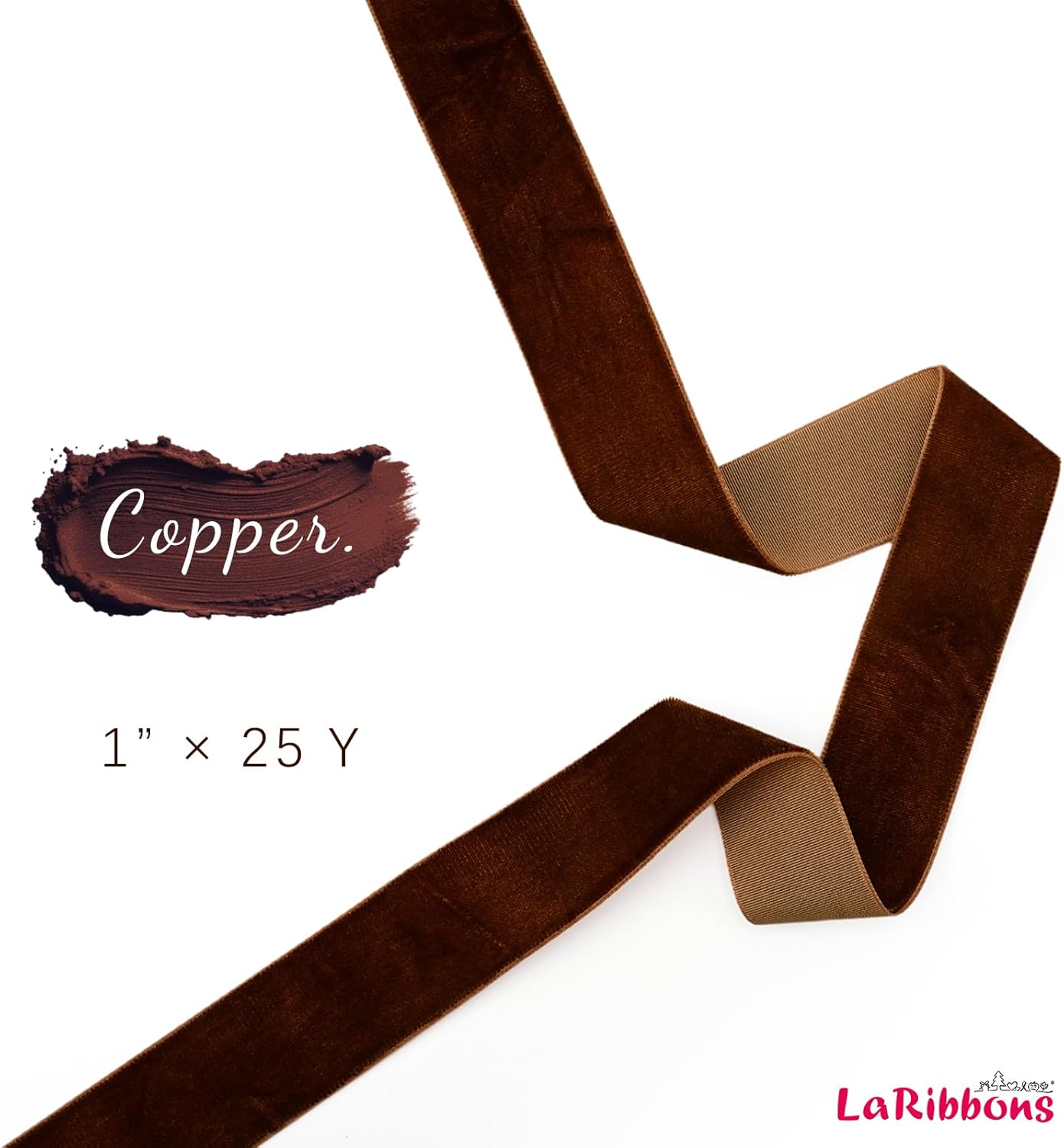 LaRibbons Thin Velvet Ribbon 1 Inch x 25 Yards, Copper Velvet Ribbon for Christmas Tree, Gift Wrapping, Wreath Bow, Outdoor Decoration - Crafty Corner