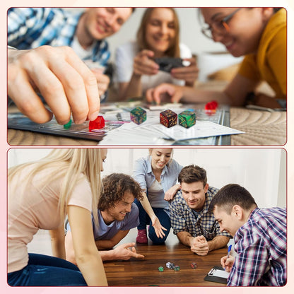 uxcell 24Pcs Magic Dice Counters, Acrylic D6 Life Token Dice Set with Pouch for Standard Cards Gaming Accessories, White, Black, Red & Black, Green & Black