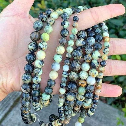35pcs Adabele Natural African Yellow Turquoise Healing Gemstone 10mm (0.39 inch) Round Loose Beads Gem Stone Spacer for Craft Jewelry Making GF29-10