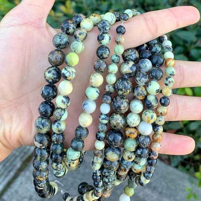 90pcs Adabele Natural African Yellow Turquoise Healing Gemstone 8mm (0.31 inch) Round Loose Beads Gem Stone Spacer for Craft Jewelry Making GF29-8