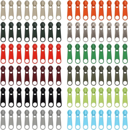 DOITEM 96Pcs Zipper Repair Kit - 12 Colors, 3# Zipper Pulls, Rescue Kit for Clothing, Jackets, Purses, Luggage, Backpacks