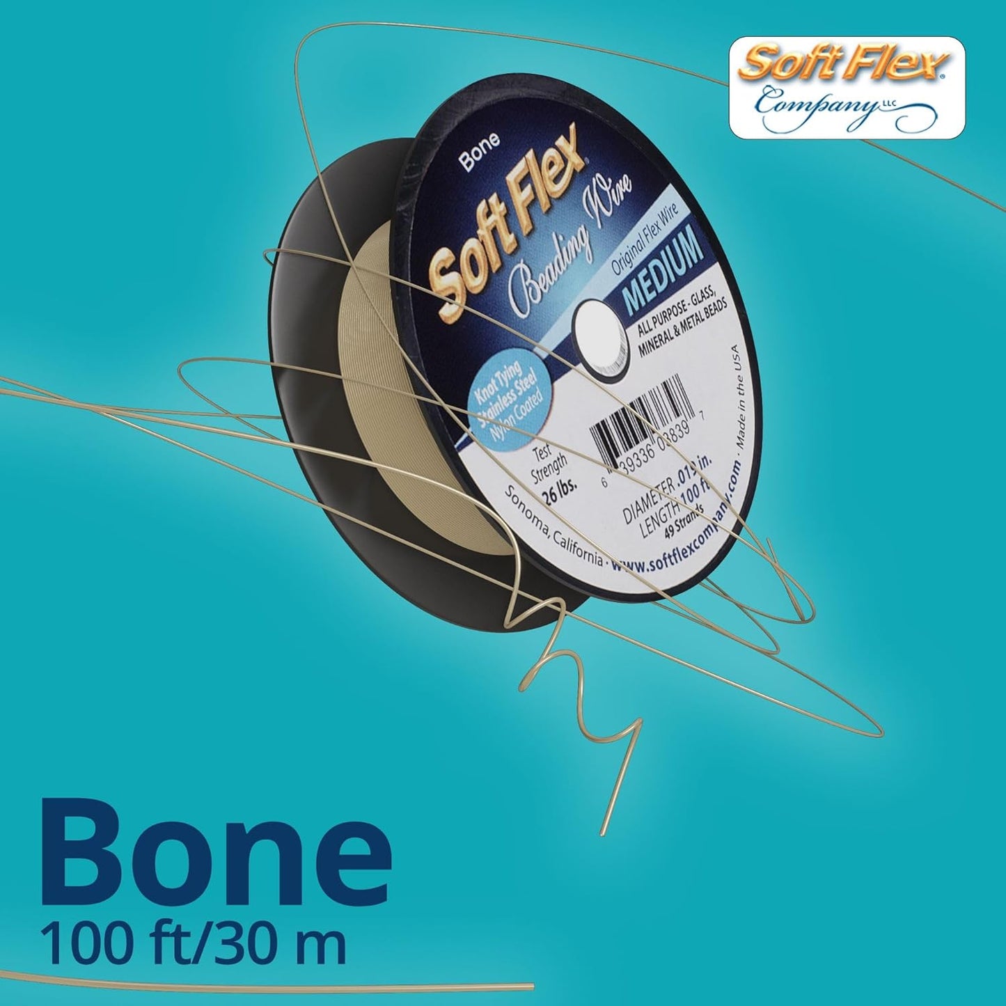 Soft Flex 49 Strand Beading Wire - Medium 0.19 Diameter - 100 Feet Nylon Design Wire - Crafty Corner