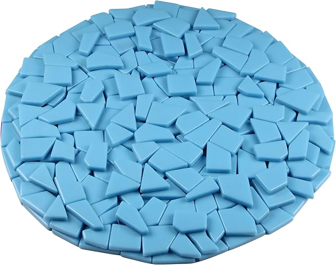 Irregular Glass Mosaic Tiles Bulk 500g Glossy and Iridescent Mosaic Glass Tiles for DIY Projects and Arts and Crafts Solid Colors and Mixes (Glossy Sky Blue)