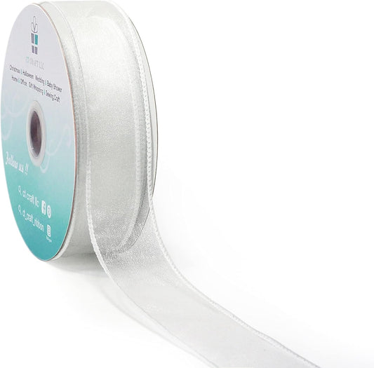 CT CRAFT LLC Sheer Organza Wired Ribbon 1.5" x 50Yards White for Wedding Chair Bow Flora Bouquet Gift Wrapping Christmas Tree Home Decor Wreath - Crafty Corner