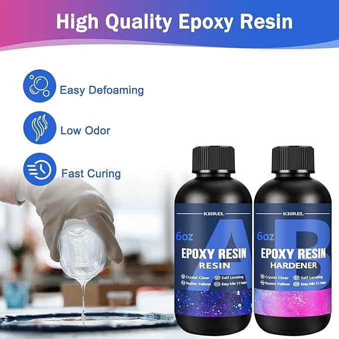 KISREL Epoxy Resin Kit for Beginners, 12OZ Resin Kit with Silicone Coaster Molds, Complete Accessories Include Mica Powders, Dried Flowers, Measuring Cups and Other Resin Supplies for DIY