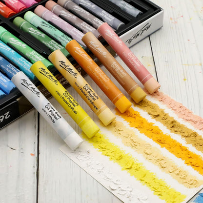 Mont Marte Extra Soft Oil Pastels Macaron Hues Premium 26pc, Assorted Pastel & Metallic Colors, Vibrant, Buttery, Versatile Art Pastels for Blending, layering & Shading, Coloring, Sketching