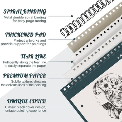Sketch Book 9×12 inch, Spiral Bound Sketch Pad 50 Sheets (68lb/100gsm), Acid-Free Sketchbook for Drawing Painting Sketching, Art Paper Drawing Supplies for Teens Adults Artists Gifts - Crafty Corner