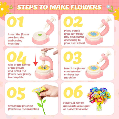 Fabric Flower Bouquets Toys - Arts & Crafts for Kids,Educational Toys for 4 5 6+ Year Old Girls,DIY Toddler Craft Kits for Girls Ages 4-6,Build Your Flower Bouquet, Ideas Birthday Gifts for Girl