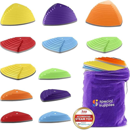 Special Supplies Stepping Stones for Kids Indoor and Outdoor Balance Blocks Promote Coordination, Balance, Strength Child Safe Rubber, Non-Slip Edging