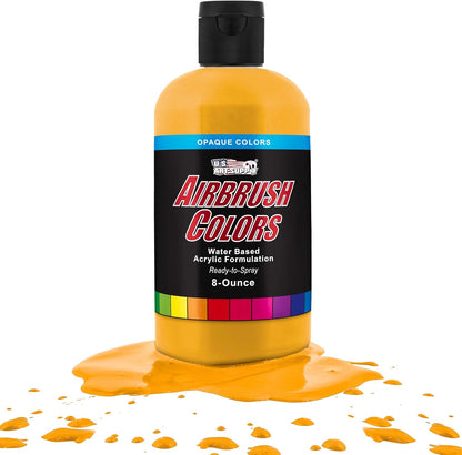 U.S. Art Supply Opaque Canary Yellow Acrylic Special Effects Airbrush Paint - 8oz Ready to Spray Air Brush Paint for Nails, Models, Fabric - Water-Based Air Brush Painting