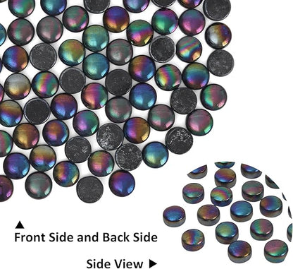 Artspac Iridescent Glass Mosaic Tiles for Crafts, 150g Round Mosaic Glass Pieces,DIY Mosaic Making Supplies for Beginners