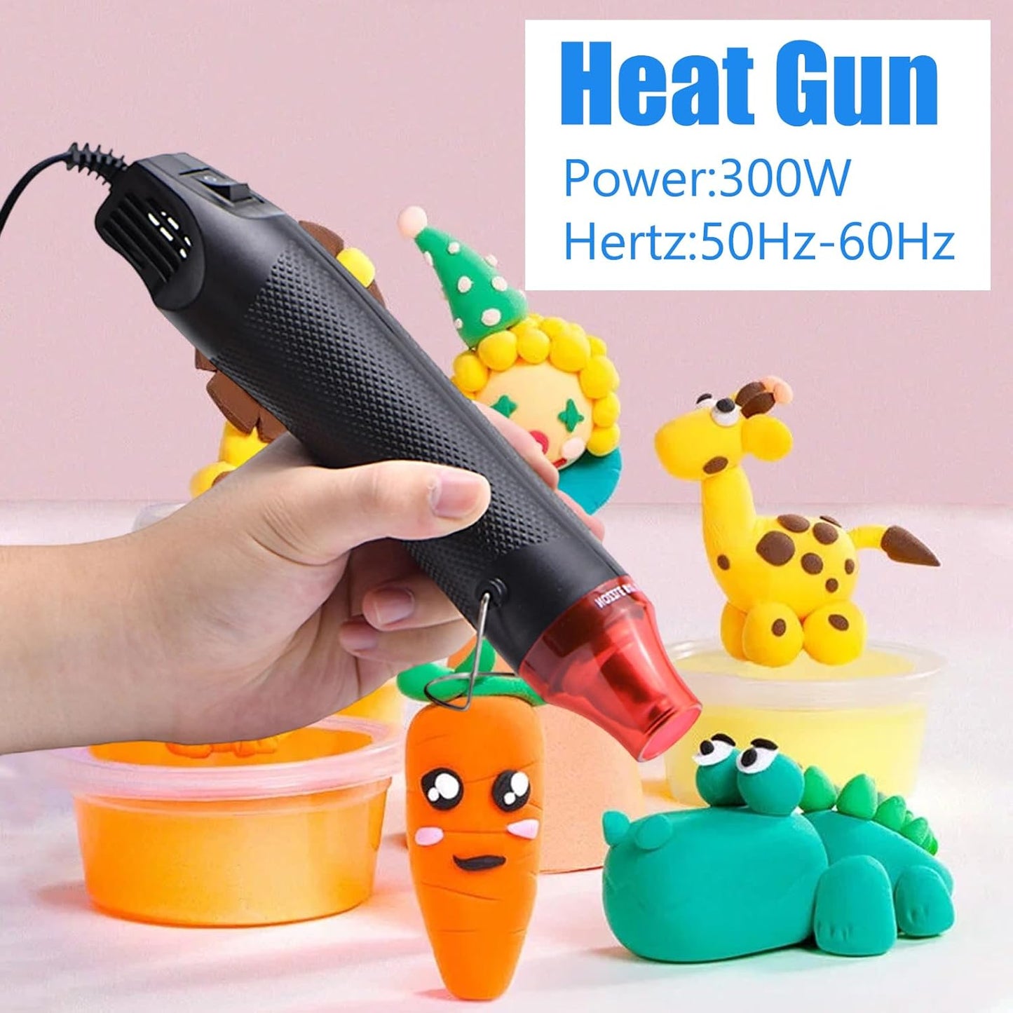 Mini Heat Gun, Portable Hot Air Gun Tool for DIY Crafts Heat Shrink Gun for Epoxy Resin, Embossing, Shrinking Wrapping Drying Paint Removing Stickers (Black) - Crafty Corner