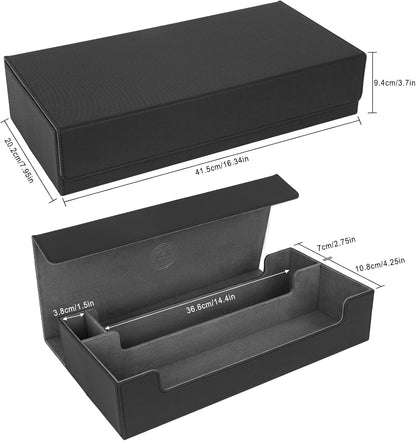 Card Deck Box,X-Large Premium Trading Card Storage Case with Mat and Dice Compartment,Magnetic Game Deck Display Case Compatible with MTG/TCG/Yugioh/Magic/Commander(Black＆Grey)