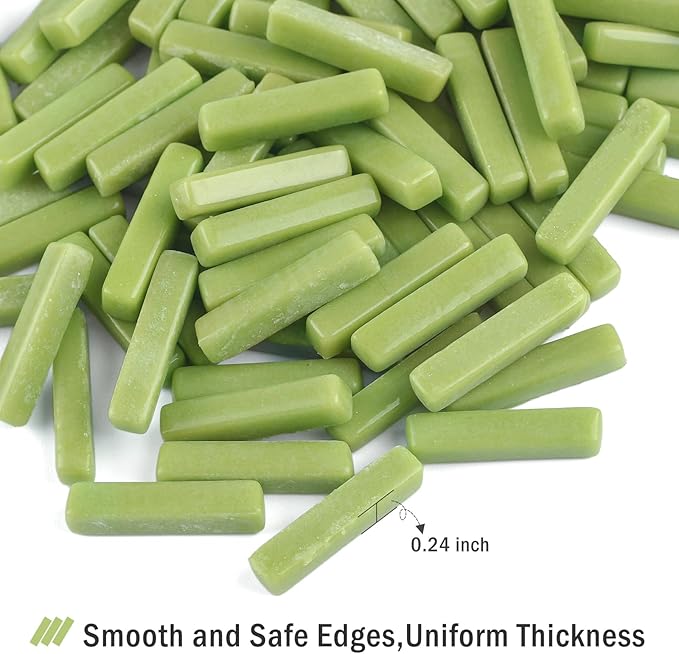 Youway Style Green Mosaic Tiles for Crafts Bulk,150g Strips Shapes Mosaic Glass Pieces,Glass Mosaic Garden Craft Kit