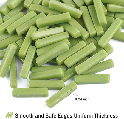 Youway Style Green Mosaic Tiles for Crafts Bulk,150g Strips Shapes Mosaic Glass Pieces,Glass Mosaic Garden Craft Kit