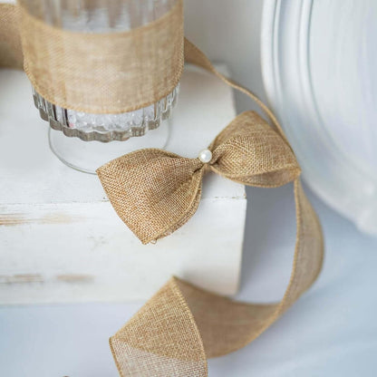 Burlap Ribbon Wired, Farmhouse Rustic Ribbon for Gifts Wrapping DIY Crafts Floral Bows Wreath Making Party Supplies Holiday Home Decoration, 2.5 Inch x 10 Yards - Crafty Corner