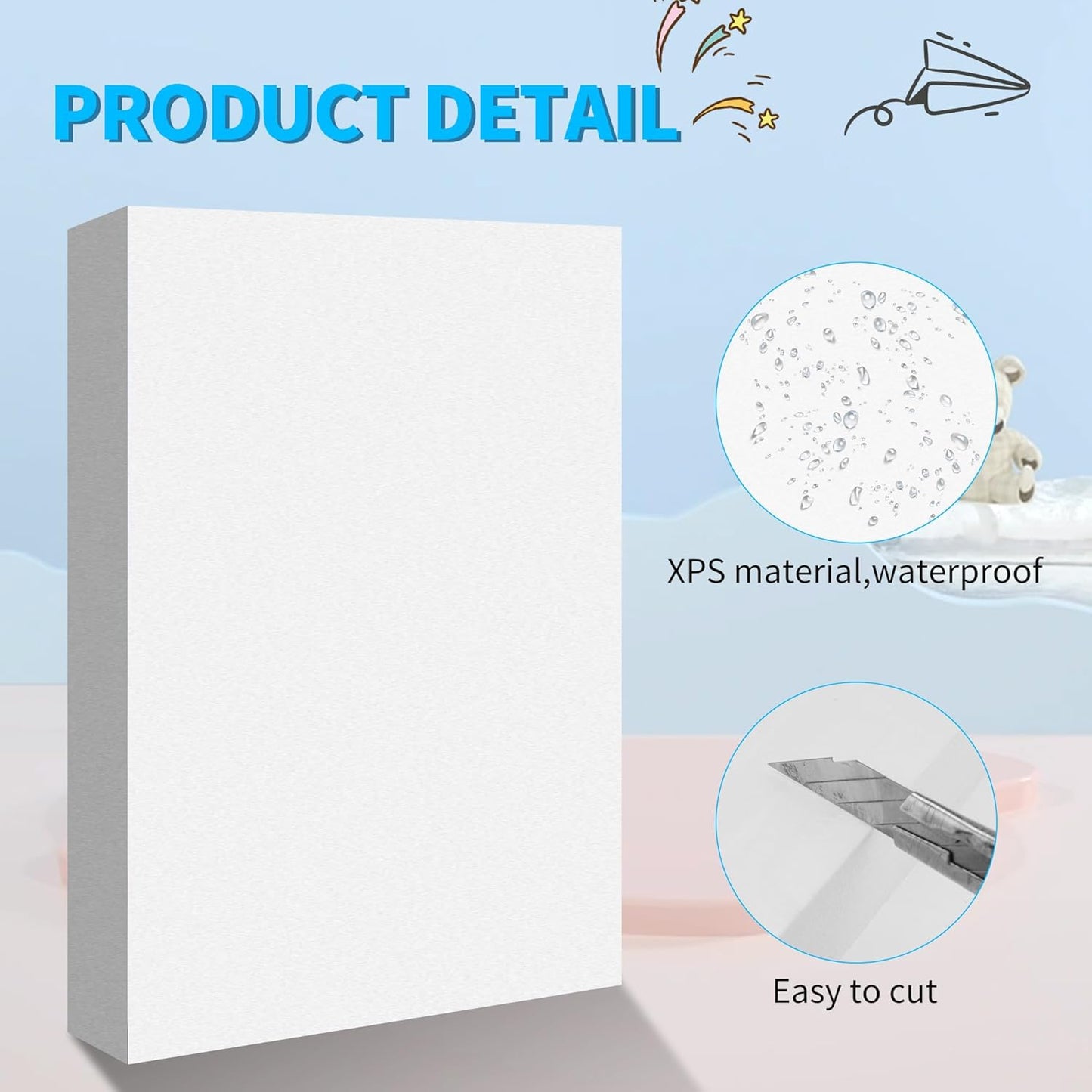 LuckyFoam White 4 Pack 12x7.5x2 inch Foam Sheets 2 Inch Thick Polystyrene Rectangles XPS Foam Board Craft for Insulating DIY Modeling Art Supplies - Crafty Corner