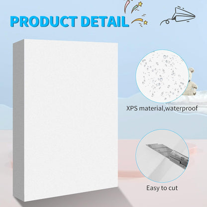 LuckyFoam White 4 Pack 12x7.5x2 inch Foam Sheets 2 Inch Thick Polystyrene Rectangles XPS Foam Board Craft for Insulating DIY Modeling Art Supplies - Crafty Corner