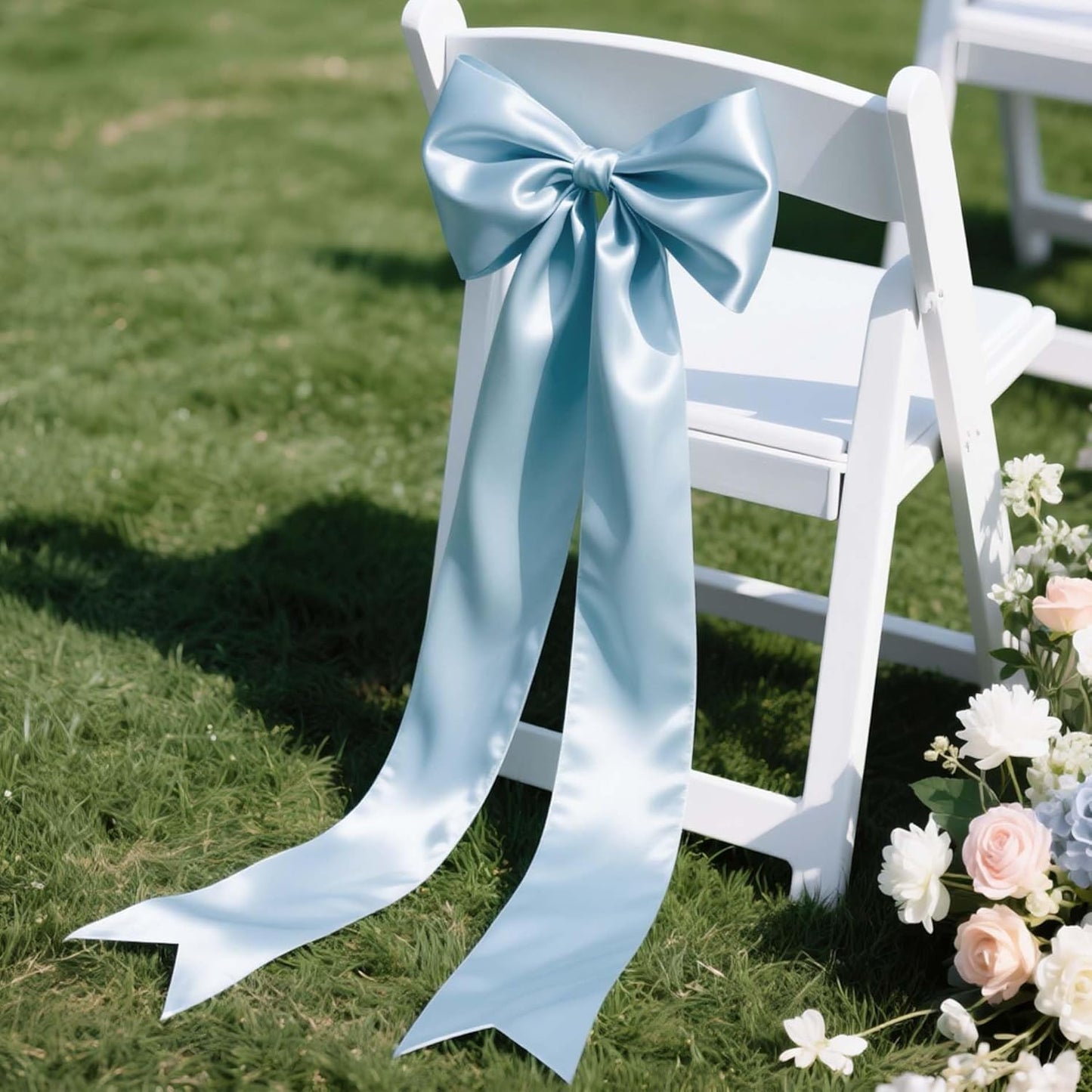 LaRibbons Light Blue Satin Ribbon 4 Inch 10 Yards Double Faced Luxury Baby Blue Silk Ribbon for Gift Wrapping Flower Bouquets Bow Christmas Wedding Party Decoration - Crafty Corner